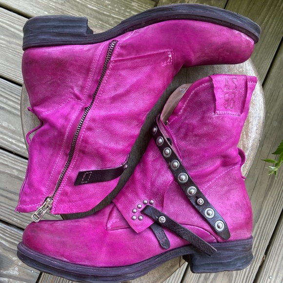 A.S.98 Sheffield Ankle Boot Fuchsia Pink Leather Women's Size 41 US 9.5 - 10 - Picture 12 of 14